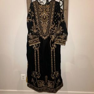 Baroque Black and gold velvet Pakistani dress